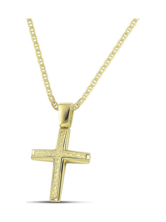 Themelidis Jewels Ανδρικός Χρυσός Σταυρός 14Κ Διπλής Όψης χωρίς Αλυσίδα