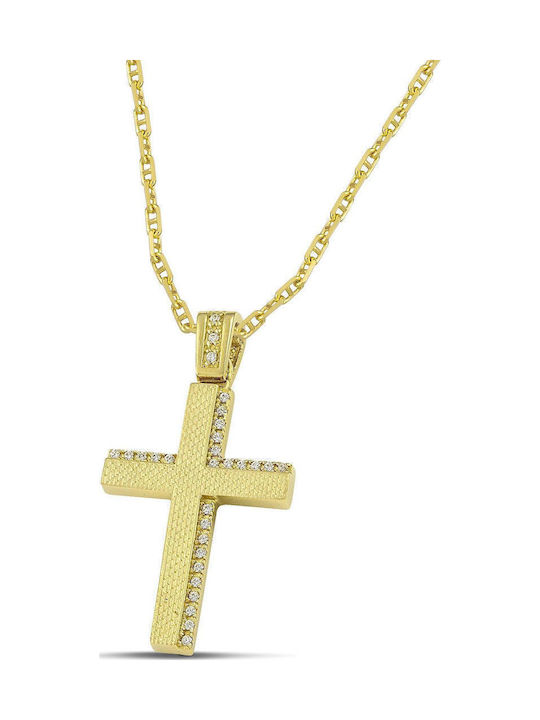 Themelidis Jewels Γυναικείος Χρυσός Σταυρός 14Κ Διπλής Όψης χωρίς Αλυσίδα