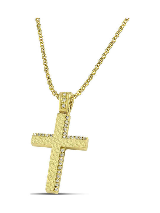 Themelidis Jewels Γυναικείος Χρυσός Σταυρός 14Κ Διπλής Όψης χωρίς Αλυσίδα