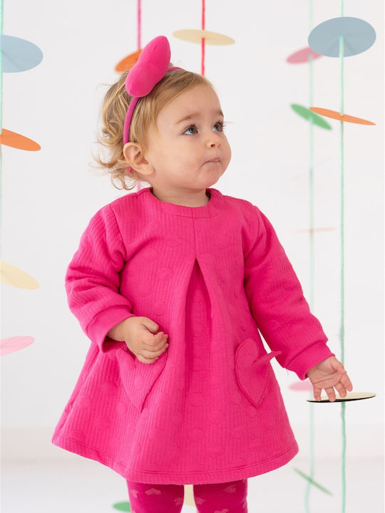 Agatha Ruiz De La Prada Kids Dress Set with Tights Long Sleeve Fuchsia