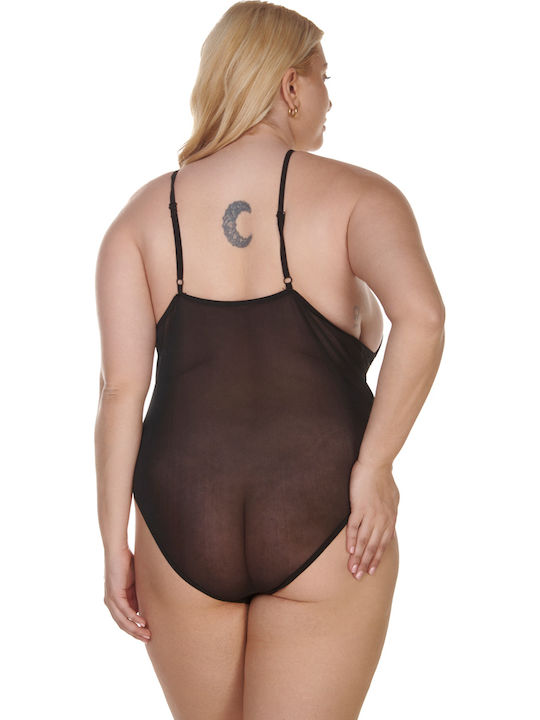 Comfort Plus Size Sexy Κορμάκι με Διαφάνεια Λεοπάρ