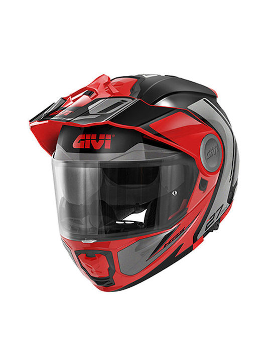 Givi X27 Tourer Черно/червено Мотоциклетна Каска Обръщаем ECE 22.06 1790гр с Pinlock и Sunvisor