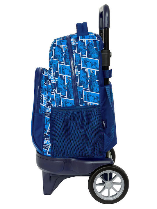 School Bag with Wheels Hot Wheels Sonny Navy Blue 33 X 45 X 22 Cm