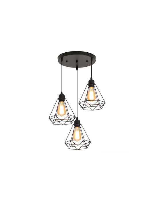 Pakketo Jabrey Κρεμαστό Φωτιστικό Μαύρο με Ντουί E27 30x30x25εκ.