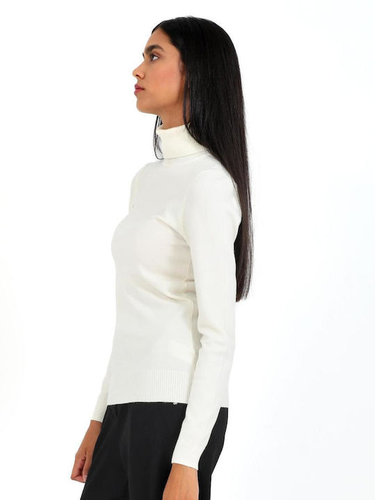 Doca Women's Long Sleeve Sweater Turtleneck White