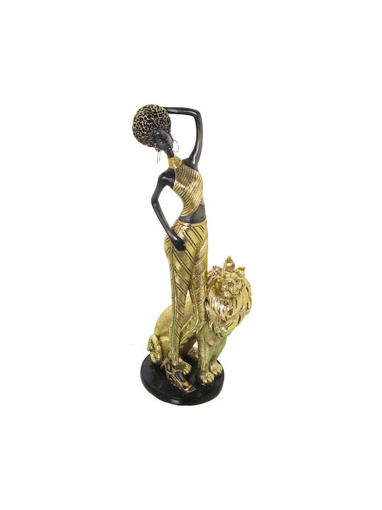 Decorative Figure Alexandra House Living Gold Plastic Material African Lion 13 X 17 X 38 Cm