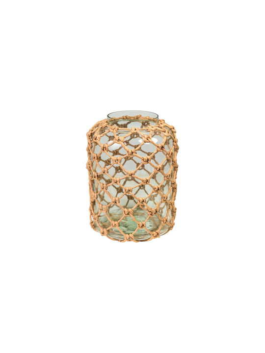 Romimex Vase Brown Transparent Glass Rope 18 X 25 X 18 Cm