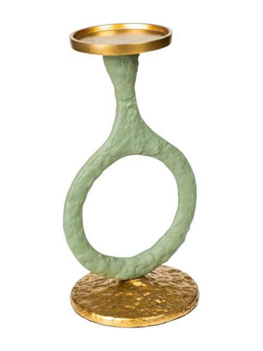 Romimex Candle Holder Aluminum Αλουμινένιο in Green Color 14x13x25cm 1pcs