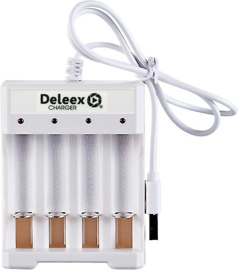 Deleex DX-0604U Зарядно 4 за батерии Ni-Cd/Ni-MH Размер AA/AAA в Бял цвят