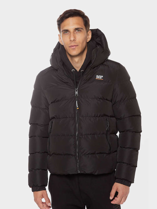 Superdry 'hooded Sports' Men's Puffer Jacket Black