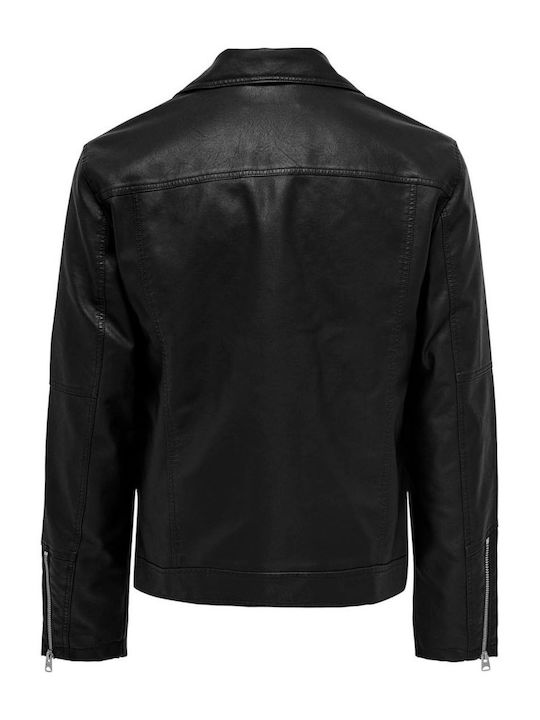 Only & Sons Herren Jacke Leder BLACK