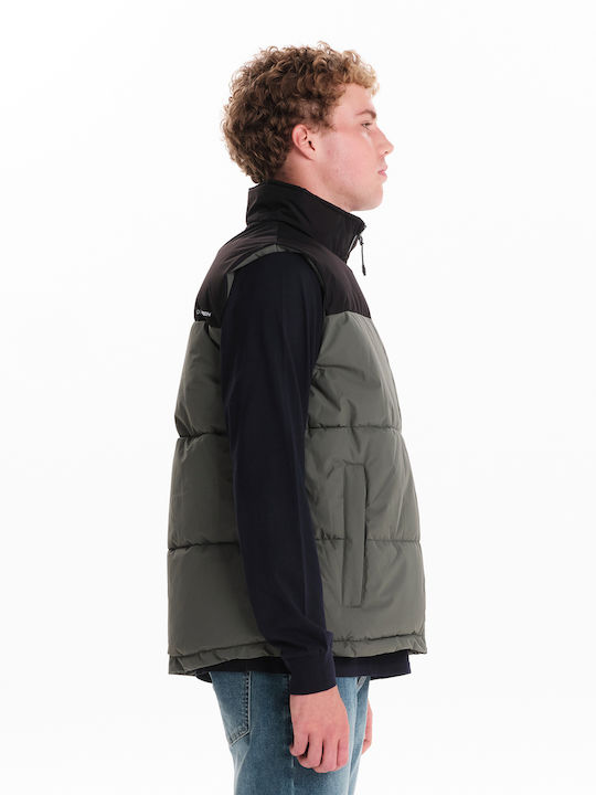 Sleeveless Winter Jacket Puffer Olive-Black