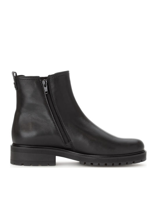 Leder Stiefeletten Damen Schwarz