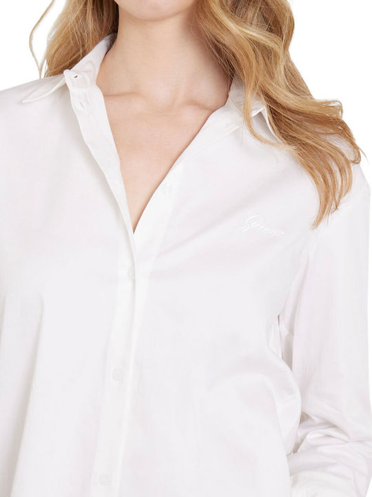 Guess Women's Long Sleeve Shirt Pure White