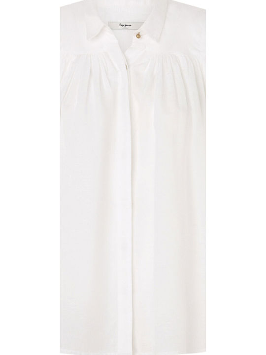 Mina Langärmelig Damen Hemd Mousse White