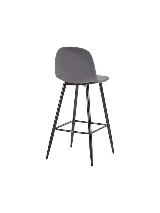 Stool Bar with Backrest Upholstered with Velvet Bella Anthracite Velvet 41x47x93cm