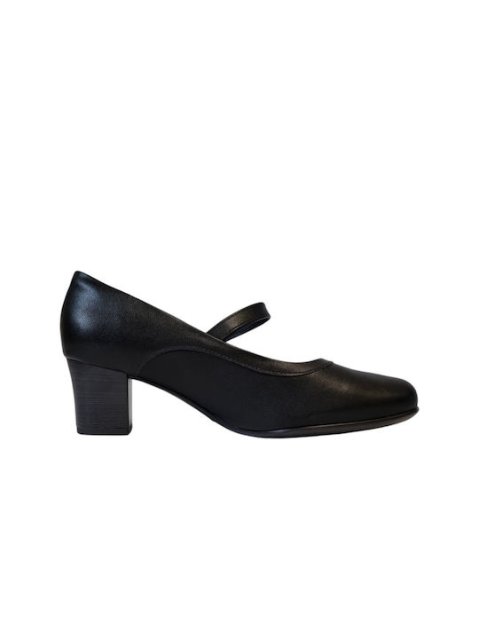 Piccadilly Anatomic Synthetic Leather Black Medium Heels