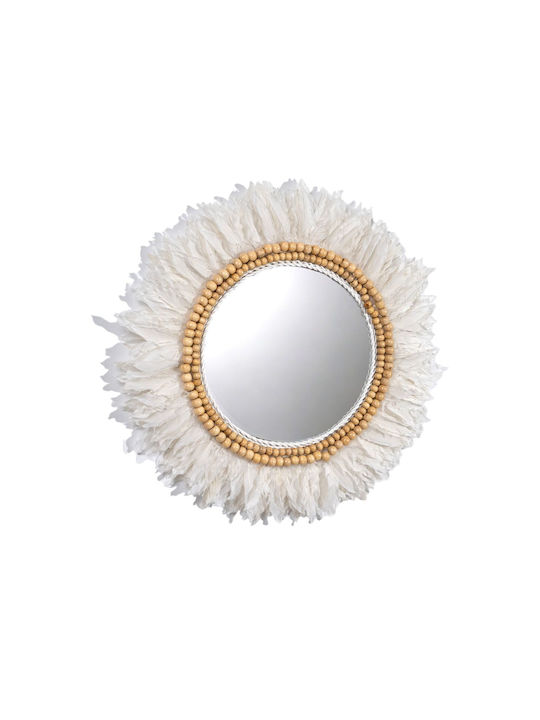 Romimex Wall Mirror with White Frame Diameter 50cm 1pcs