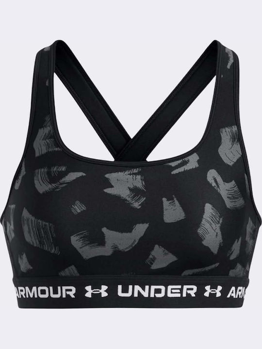Crossback Mid Print Women's Sports Bra without Padding Black