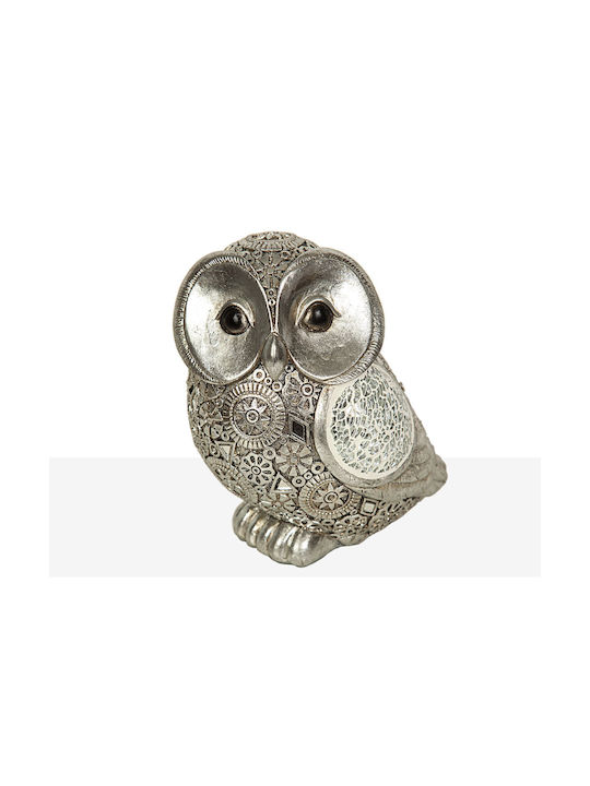 Decorative Figure Romimex Silver Resin Owl 16 X 17 X 11 Cm