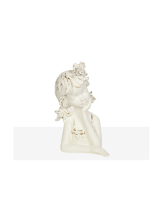 Bust Romimex White Resin Girl 17 X 29 X 16 Cm