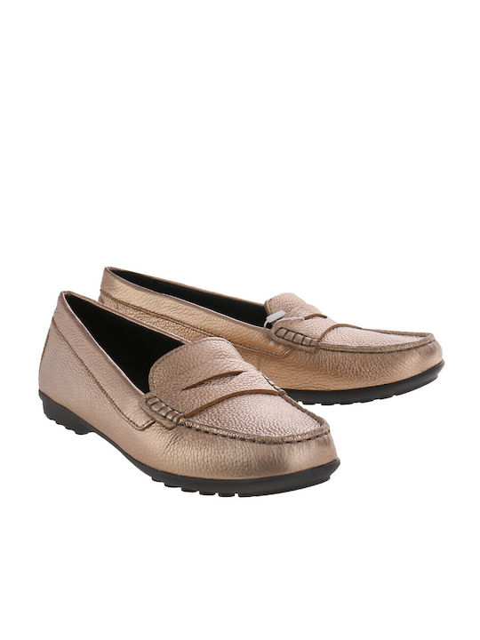 Geox Leather Women's Moccasins in Beige Color