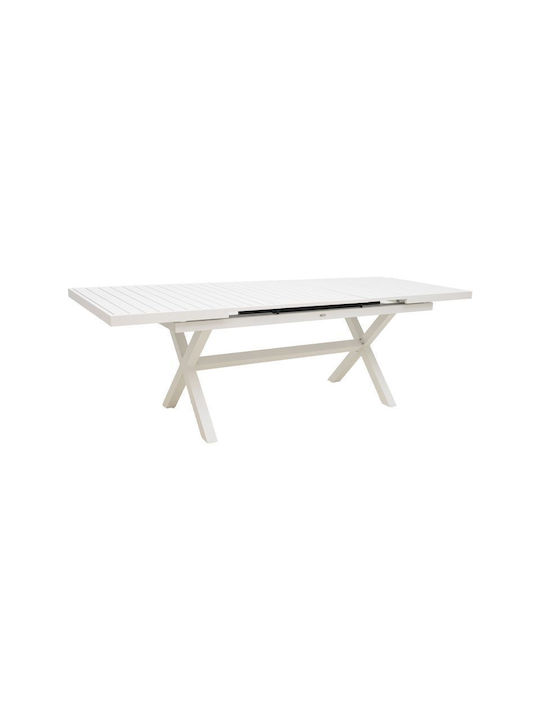 Masa pentru spații exterioare Extensibil Aluminiu cu suprafață din lemn Dagyn Alb 180(+60)x90x76buc