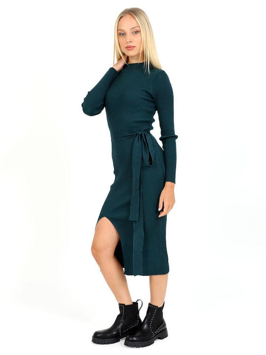 Doca Midi Kleid mit Schlitz Green