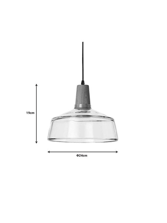 Pakketo Godren Adjustable Pendant Light Transparent with Socket E27 24x24cm