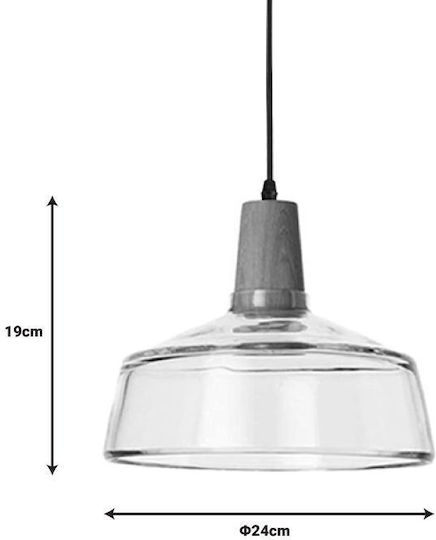 Pakketo Godren Verstellbar Hängelampe Transparent mit Fassung E27 24x24cm.