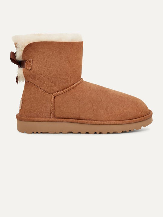 Ugg Australia 1016501 Mini Bailey Bow Ii Classic Mini Boot Δερμάτινα Γυναικεία Μποτάκια Καφέ