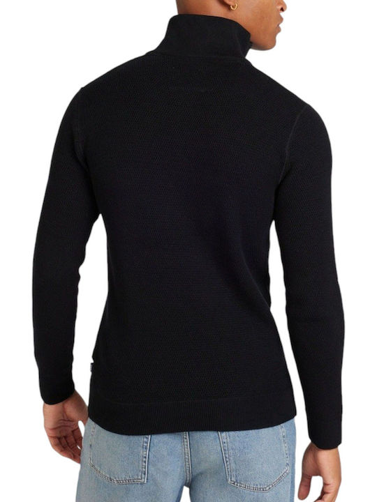 Jack & Jones Herren Langarm-Pullover Ausschnitt mit Reißverschluss Black Beauty