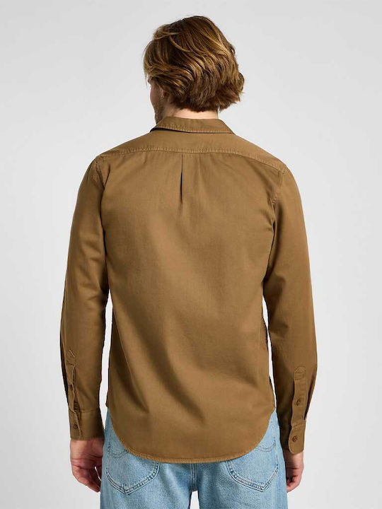 Lee Men's Shirt Long Sleeve Cotton Brown