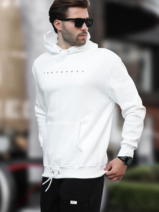 madmext Men's Sweatshirt with Hood Ecru