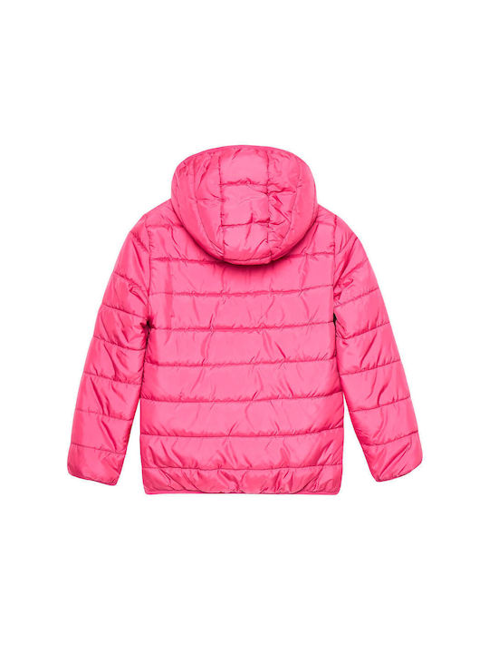 Guess Kids Quilted Jacket with Hood Scared Pink