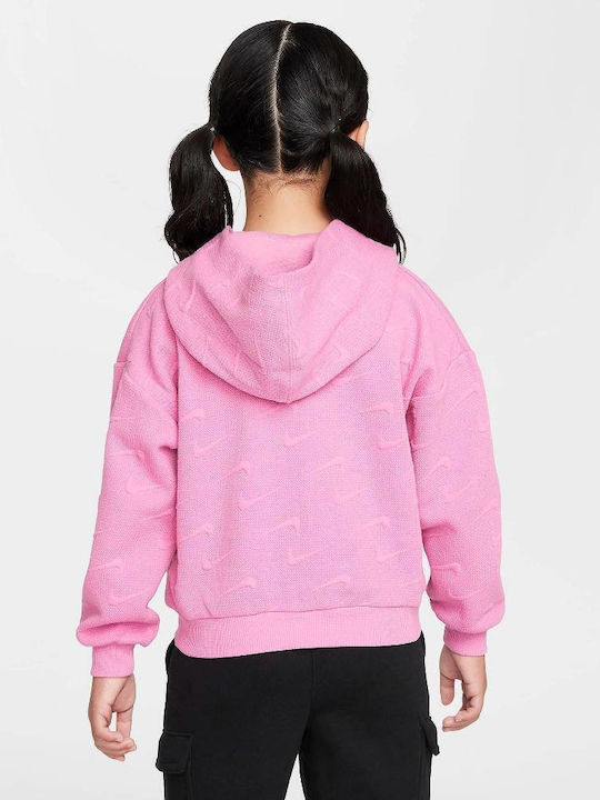 Nike Cardigan pentru copii din material frotirat Tricotat cu glugă Flamingo