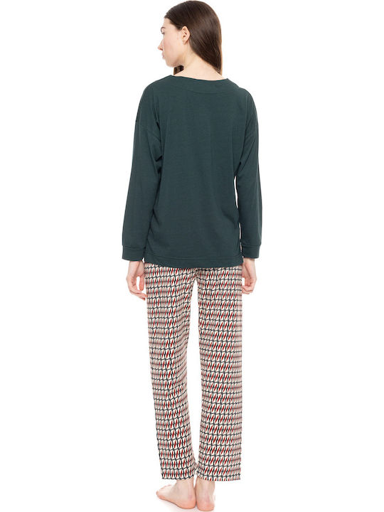 Pink Label Winter Women's Pyjama Set Forest Green, Green