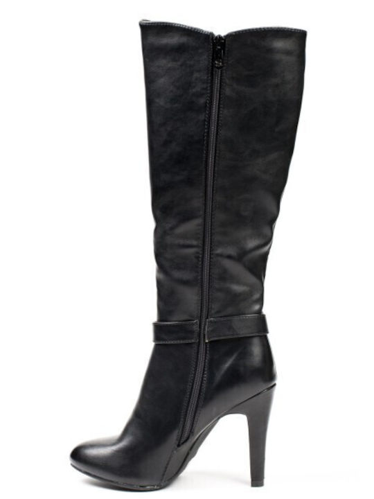 High heel boots with buckle - Black 0609 Black