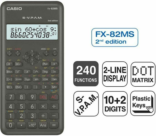 Casio Fx-82ms 2nd Edition Calculator Scientific in Black Color 1pcs
