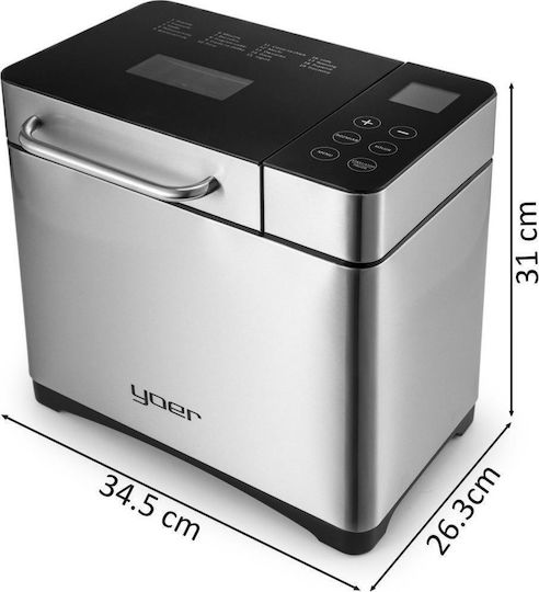 Yoer Brotbackautomat mit 710W Leistung und 1000gr Kapazität mit Programmen