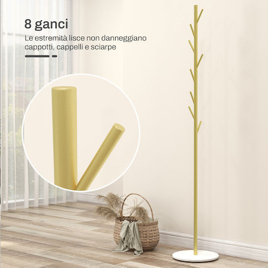 Homcom Cuier Independent cu 8 Cârlige Bază de Marmură Oțel O32x164cm Auriu 837-507v00gd
