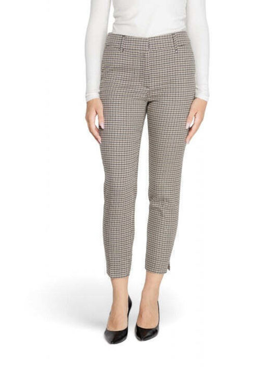 Only Women's Fabric Trousers Checked Beige