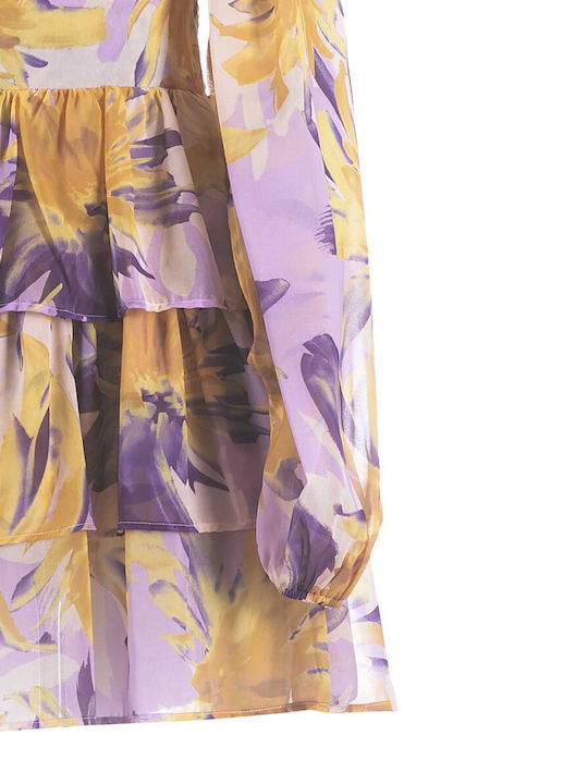 Kontatto Maxi Dress with Ruffle Purple