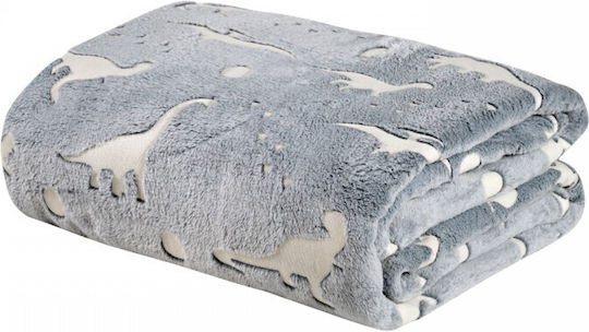 Das Home Blanket Fleece Dino Land Glowing Grey, White 160x220cm