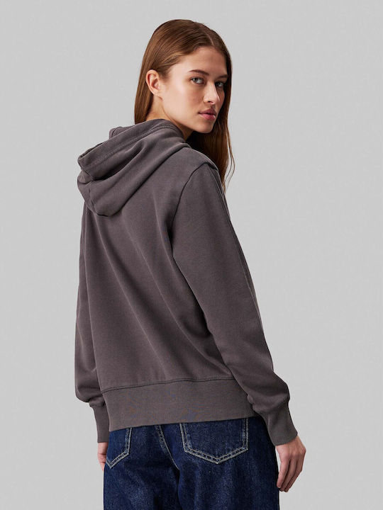 Calvin Klein Women's Long Hooded Sweatshirt Gray