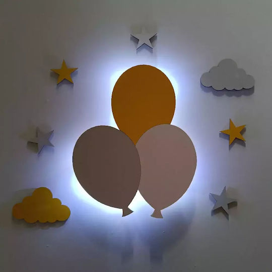Led Wooden Kids Wall Light Balloon