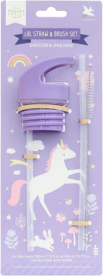 A Little Lovely Company Σετ Καπάκι Καλαμάκι Βουρτσάκι Unicorn Dreams