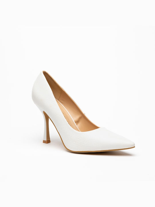 Miss Belgini Pointed Toe White Heels