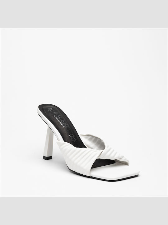 Miss Belgini Heel Mules White