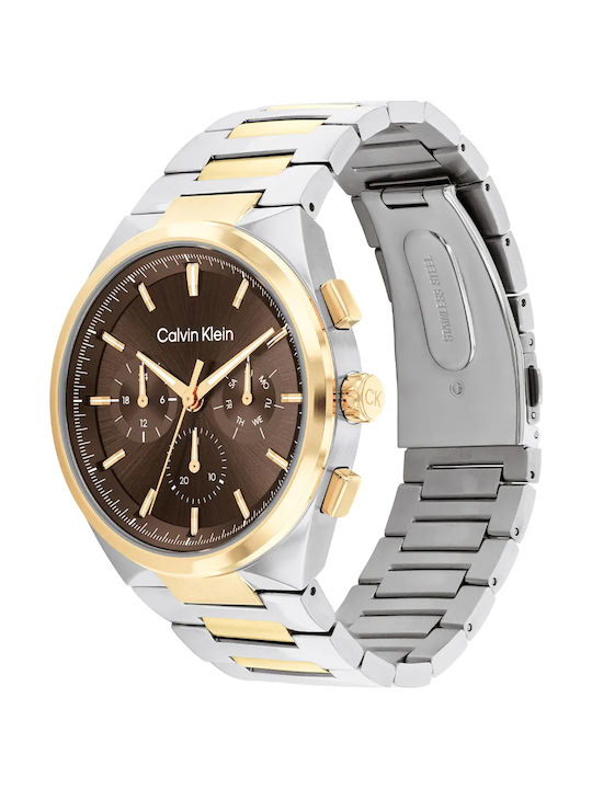 Calvin Klein Ceas Barbati 44mm Cronograf Baterie cu Brățară Din Metal Argintie